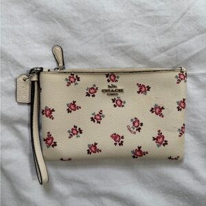 Coach Ivory Floral Wristlet
